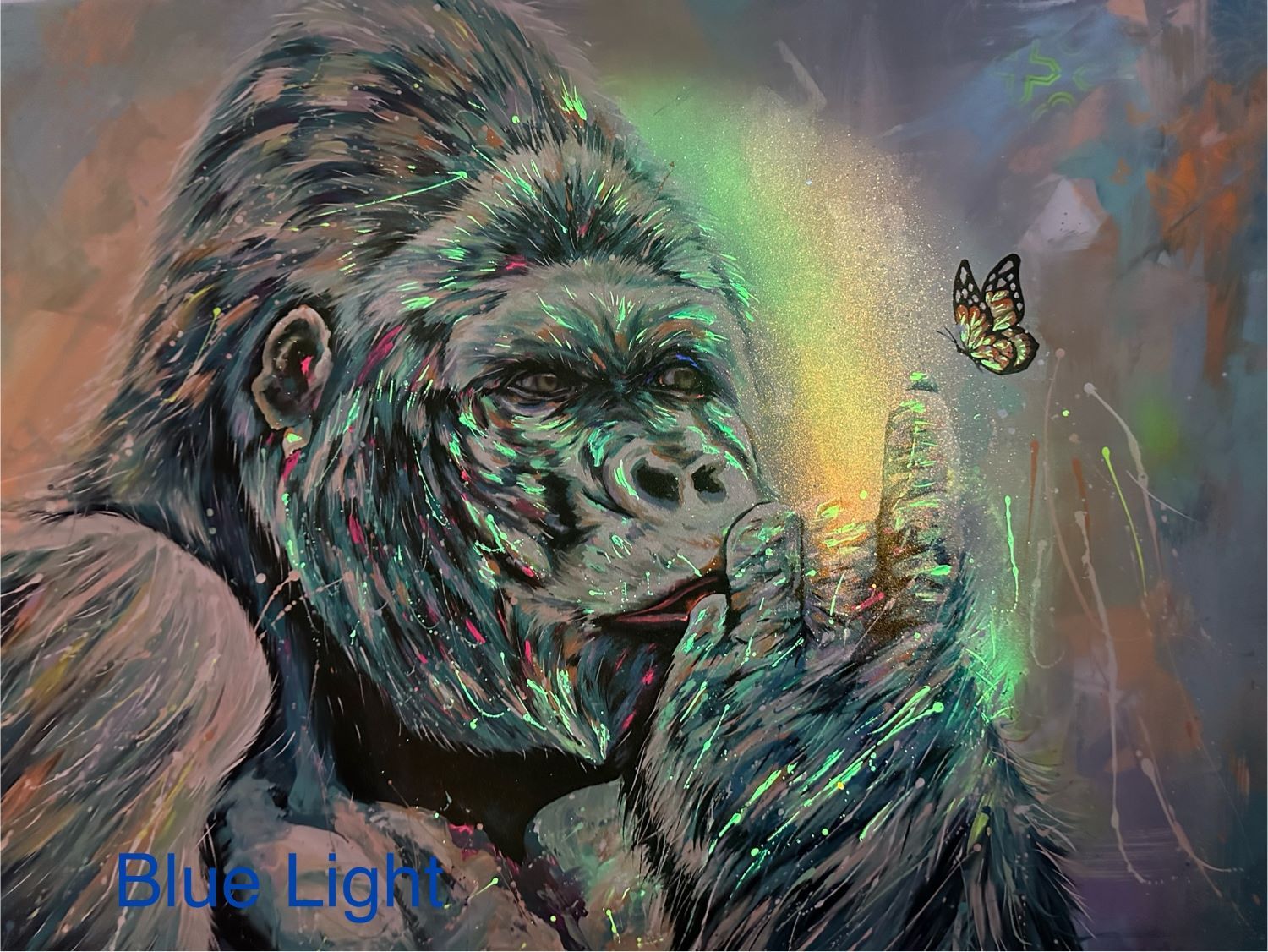 Gorilla with Butterfly Pop Neon