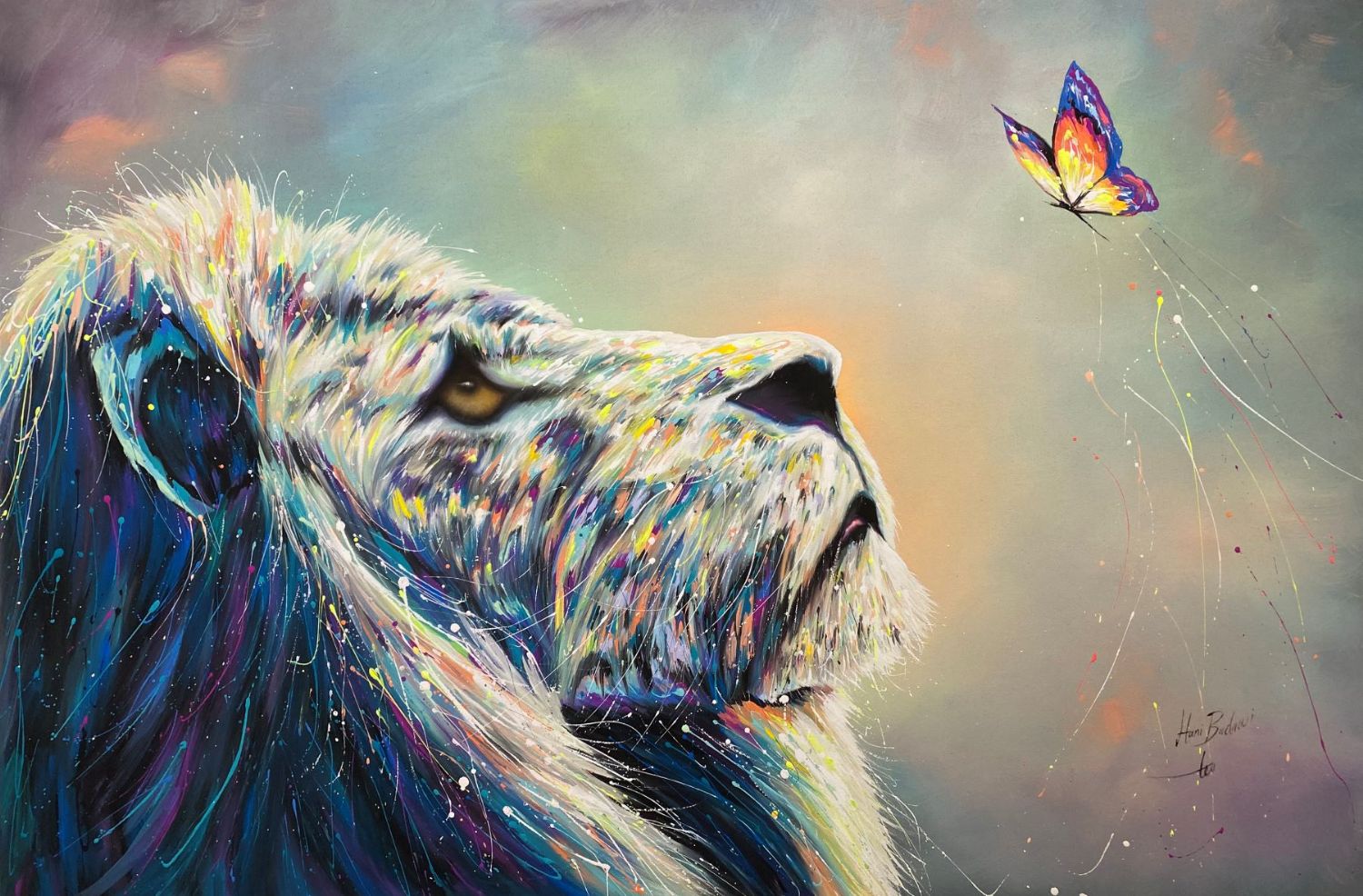 The friendship of the Lion and Butterfly